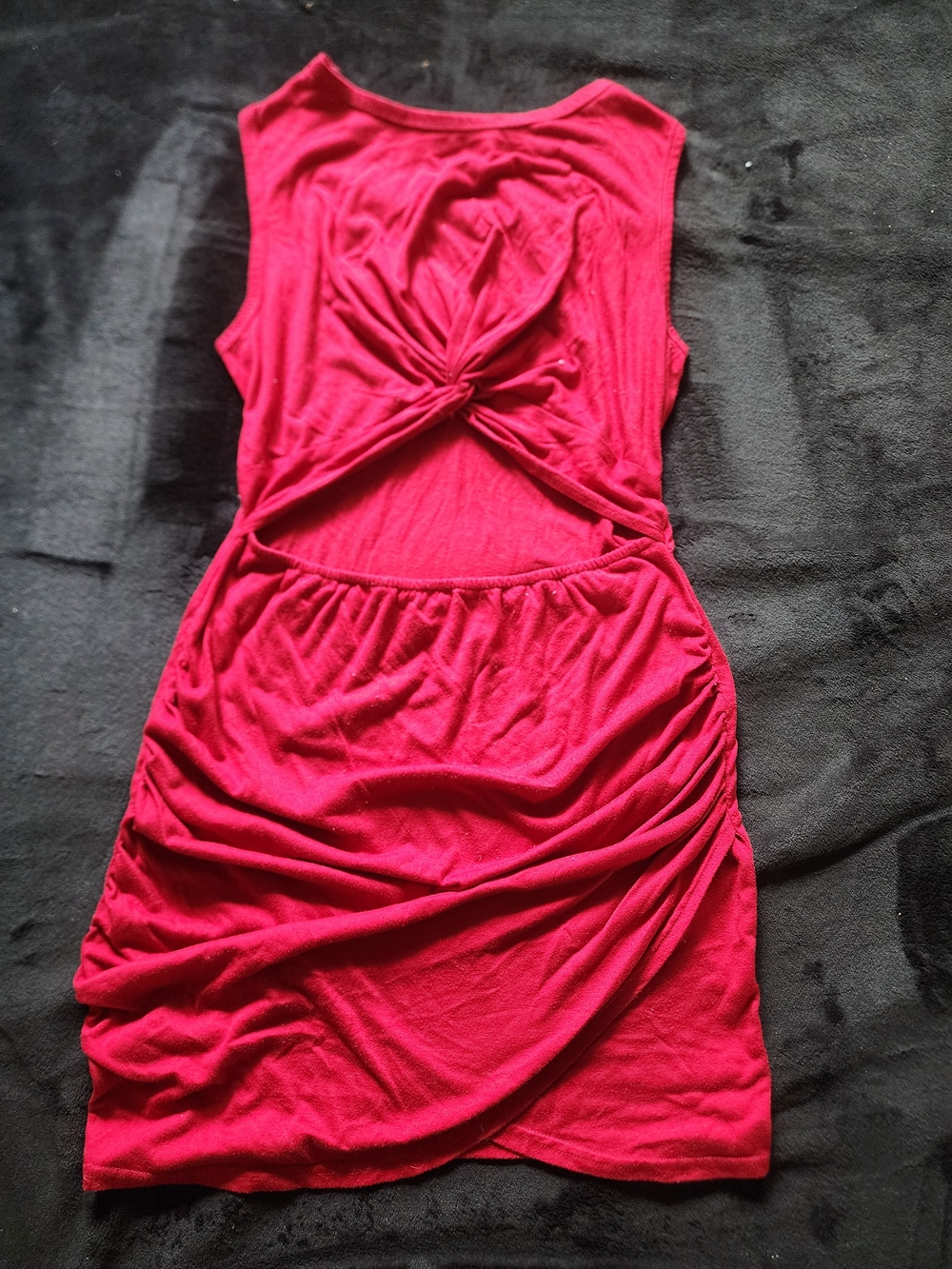 Fuchsia Twist-Front Cutout Mini Dress